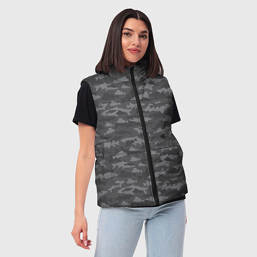 Женский жилет Тёмно-Серый Камуфляж Рыбака / 3D-Красный – фото 3