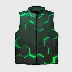 Женский жилет Неоновые соты - Green, цвет: 3D-черный
