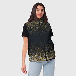 Женский жилет Золотые блестки на темном фоне Сияющий глиттер, бл, цвет: 3D-черный — фото 2