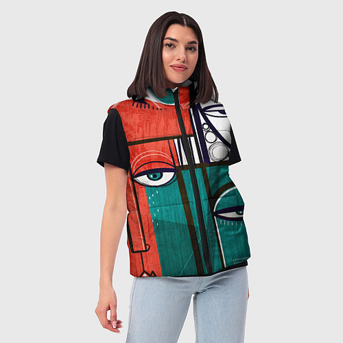 Женский жилет Глаза - арт / 3D-Черный – фото 3