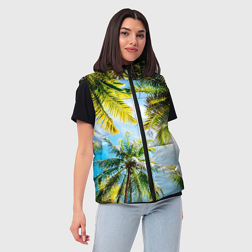 Женский жилет Пальмы под солнцем / 3D-Черный – фото 3