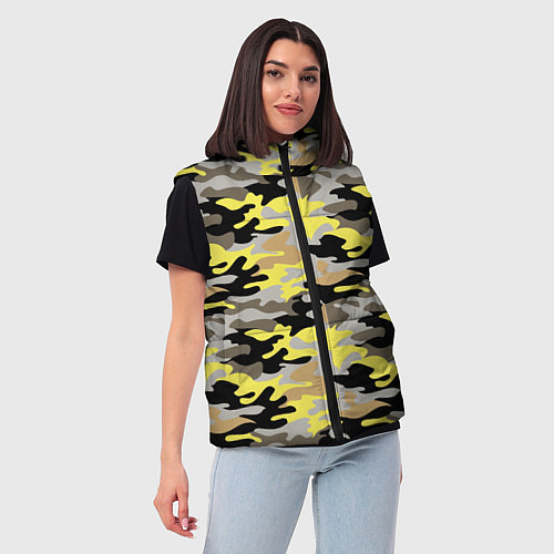 Женский жилет Желтый, Черный, Серый, Модный камуфляж / 3D-Красный – фото 3
