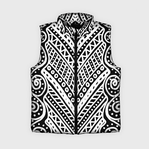 Женский жилет Абстракция черно-белая Волны, полосы, вензеля Моно / 3D-Светло-серый – фото 1