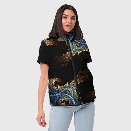 Женский жилет Огненные фракталы 3d / 3D-Светло-серый – фото 3