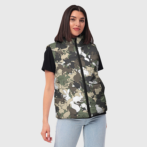 Женский жилет Камуфляж с кроликами / 3D-Светло-серый – фото 3