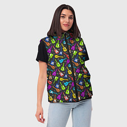 Женский жилет Разноцветные Гитары, цвет: 3D-красный — фото 2