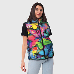 Женский жилет Стая бабочек Pattern, цвет: 3D-черный — фото 2