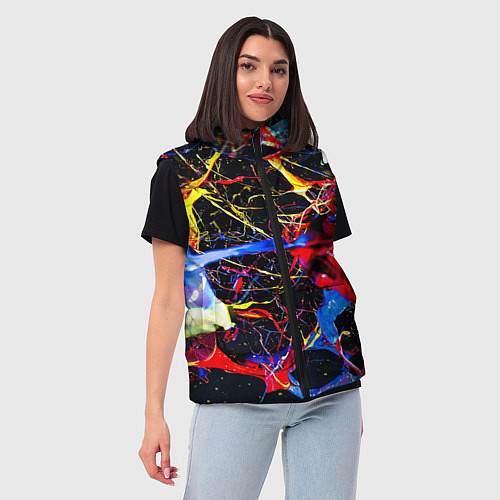 Женский жилет Импрессионизм Vanguard neon pattern / 3D-Красный – фото 3