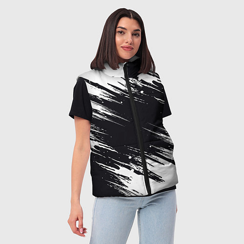 Женский жилет БЕЛАЯ КРАСКА БРЫЗГИ / 3D-Черный – фото 3