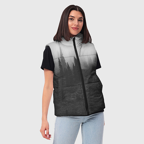 Женский жилет Туманный лес - туман / 3D-Красный – фото 3