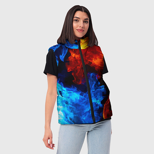 Женский жилет Огонь - Вода Инь - Янь / 3D-Светло-серый – фото 3