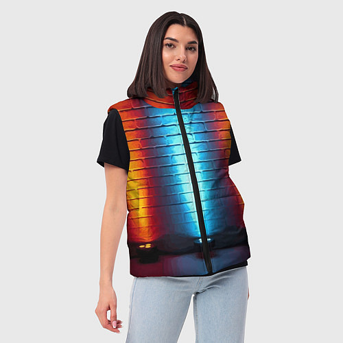 Женский жилет Кирпичная стена Неон / 3D-Красный – фото 3
