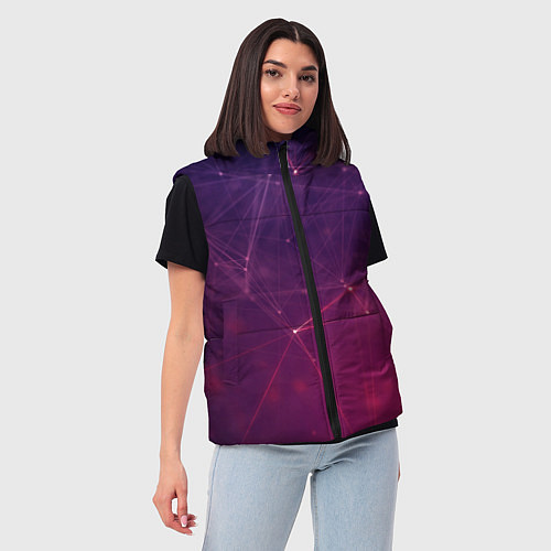 Женский жилет Абстрактные взаимосвязанные линии / 3D-Светло-серый – фото 3