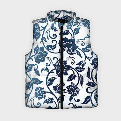 Женский жилет Гжелевые цветы / 3D-Светло-серый – фото 1