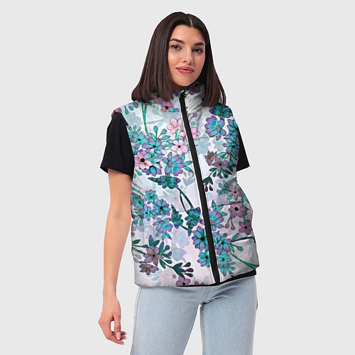Женский жилет Яркие красочные цветы / 3D-Светло-серый – фото 3