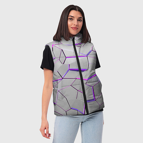 Женский жилет 3д плиты - белый неон / 3D-Светло-серый – фото 3