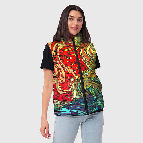 Женский жилет Хаотичные линии Abstract pattern / 3D-Светло-серый – фото 3