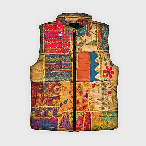 Женский жилет Пэчворк Лоскутное одеяло Patchwork Quilt / 3D-Светло-серый – фото 1