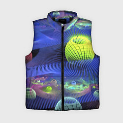 Женский жилет Геометрический фрактальный неоновый паттерн Geomet, цвет: 3D-черный