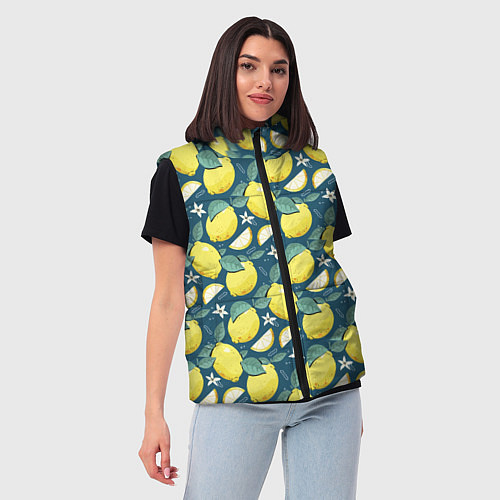 Женский жилет Cute lemon pattern / 3D-Черный – фото 3