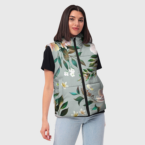 Женский жилет Цветы Цветочный Букет / 3D-Черный – фото 3
