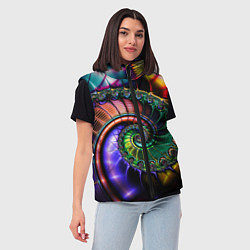 Женский жилет Красочная фрактальная спираль Colorful fractal spi, цвет: 3D-красный — фото 2