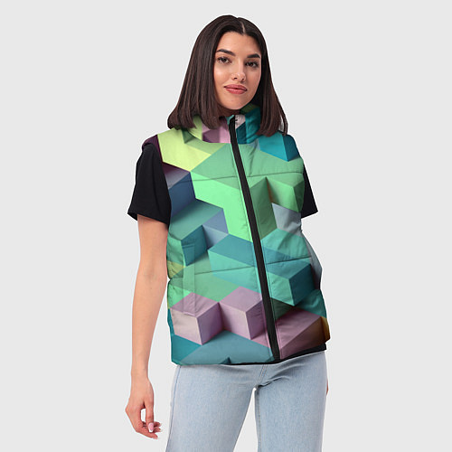 Женский жилет GEOMETRIC SHAPES / 3D-Светло-серый – фото 3