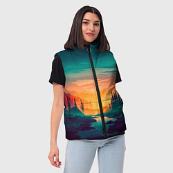 Женский жилет Лес на закате природа, цвет: 3D-светло-серый — фото 2