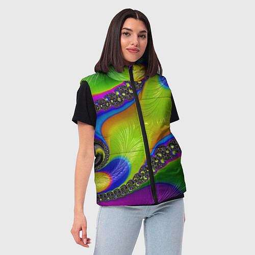 Женский жилет Кислотный фрактал Абстракция / 3D-Черный – фото 3