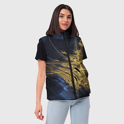 Женский жилет Фрактальная футуристическая композиция Абстракция / 3D-Красный – фото 3