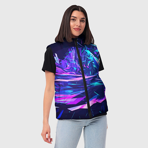 Женский жилет Абстрактная неоновая композиция Abstract neon comp / 3D-Красный – фото 3