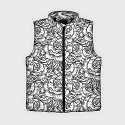 Женский жилет Цветы Много Белых Роз, цвет: 3D-черный