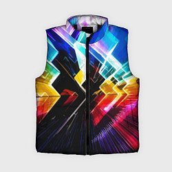 Женский жилет Неоновая молния Абстракция Neon Lightning Abstract, цвет: 3D-черный