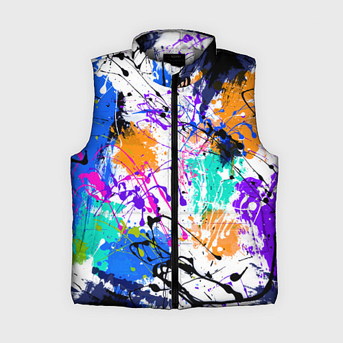 Женский жилет Брызги и мазки разноцветных красок на белом фоне / 3D-Светло-серый – фото 1