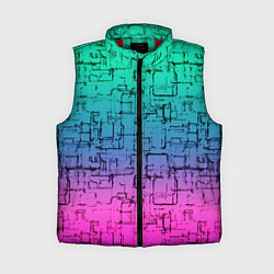 Женский жилет Абстрактный узор на розово-бирюзовом градиентном ф, цвет: 3D-красный