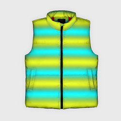 Женский жилет Бирюзово-желтые неоновые полосы, цвет: 3D-красный