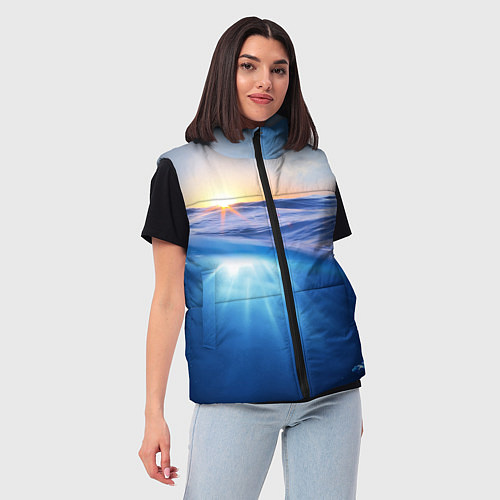 Женский жилет Грань между небом и водой / 3D-Черный – фото 3