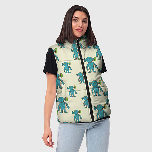 Женский жилет Милые зеленые человечки / 3D-Черный – фото 3