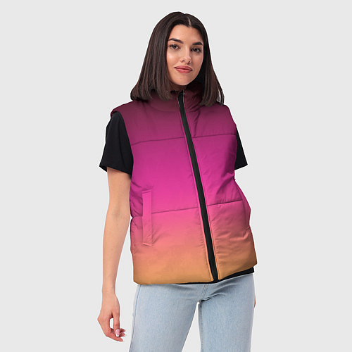 Женский жилет Оранжево-пурпурный градиент / 3D-Красный – фото 3
