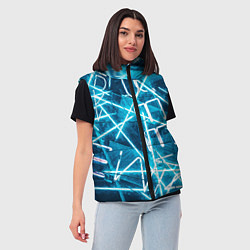 Женский жилет Неоновые лучи и неоновые надписи - Голубой, цвет: 3D-светло-серый — фото 2