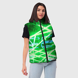 Женский жилет Неоновые лучи и буквы - Зелёный, цвет: 3D-черный — фото 2