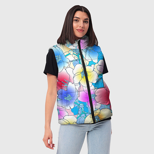 Женский жилет Летний цветочный паттерн Fashion trend 2025 / 3D-Светло-серый – фото 3
