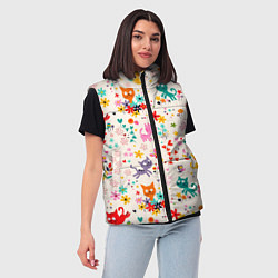 Женский жилет COLORFUL FUNNY KITTENS, цвет: 3D-светло-серый — фото 2