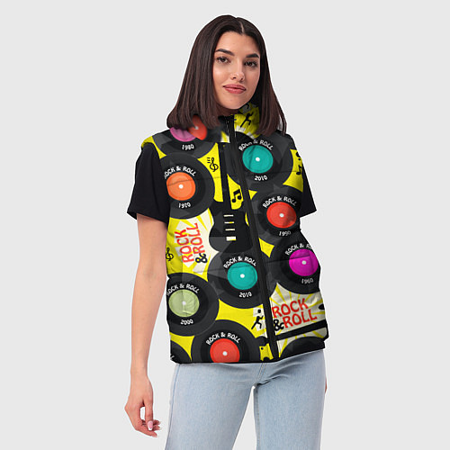 Женский жилет ROCKNROLL VINYL RECORDS / 3D-Светло-серый – фото 3