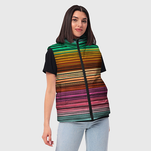 Женский жилет Multicolored thin stripes Разноцветные полосы / 3D-Красный – фото 3