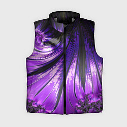 Женский жилет Неоновый фрактал черный с фиолетовым Абстракция