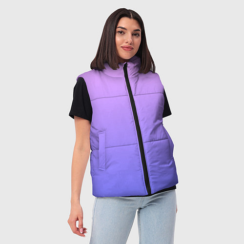 Женский жилет PINK-PURPLE GRADIENT ГРАДИЕНТ РОЗОВО-ФИОЛЕТОВЫЙ / 3D-Черный – фото 3