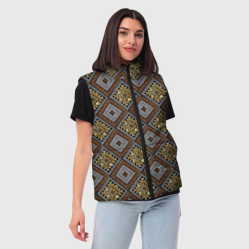 Женский жилет Классические узоры - Ромбы / 3D-Красный – фото 3