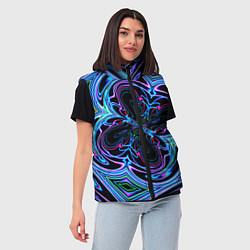 Женский жилет Неоновые узоры и фигуры - Синий, цвет: 3D-красный — фото 2