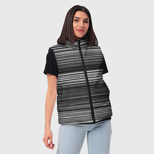 Женский жилет Black and white thin stripes Тонкие полосы / 3D-Черный – фото 3